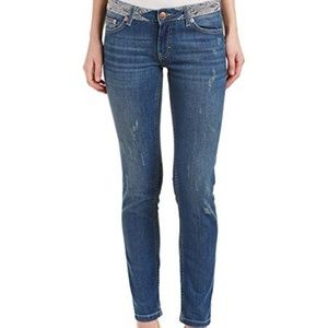 Maje Embellished Waist Straight Leg Jeans